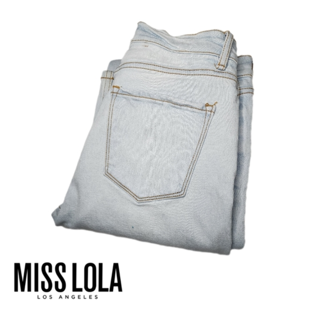 MISS LOLA Womens Light Blue Full Length Wide Leg Full Length Denim Jeans - 9